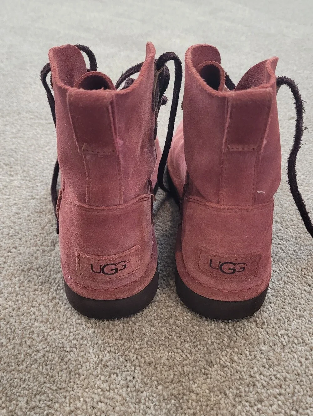 UGG Elvi Womens Red Clay Suede Lace Up Ankle Boots Size 7